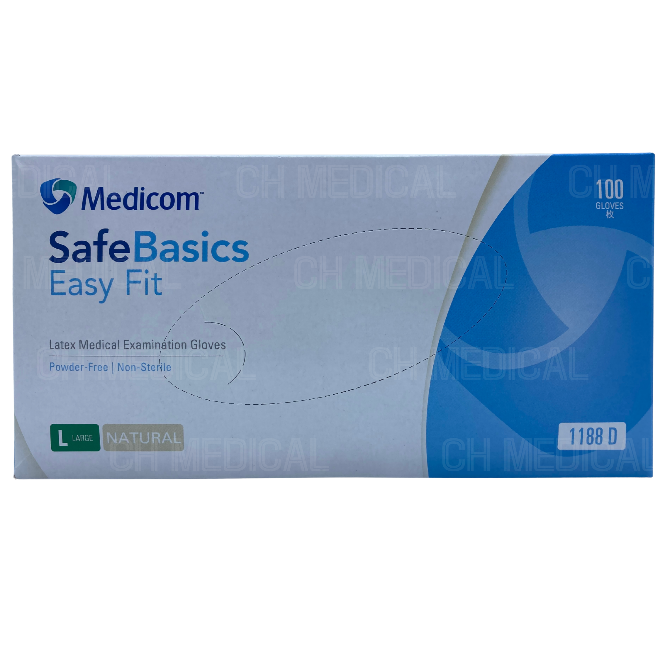 MEDICOM) Latex Glove (EasyFit) #Large (1188D) (100ea)