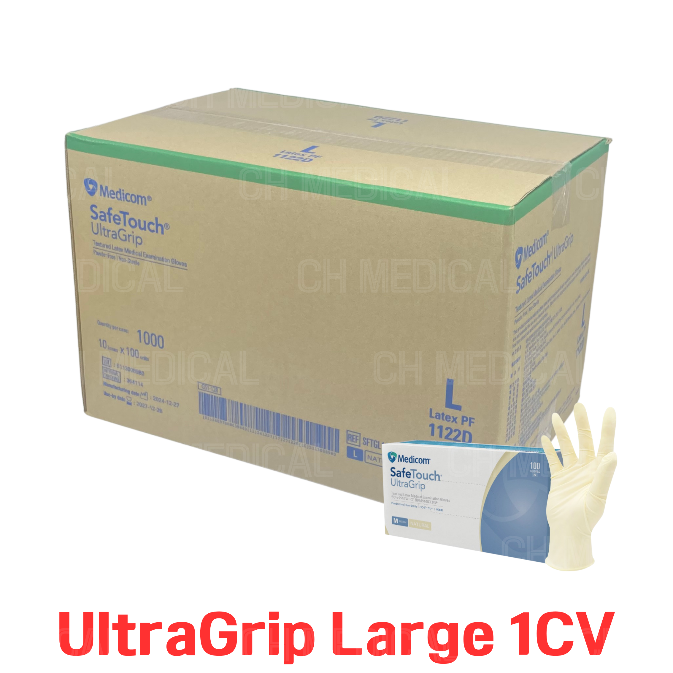 MEDICOM) Latex Glove (UltraGrip) #Large (1122D) (100ea*10box)