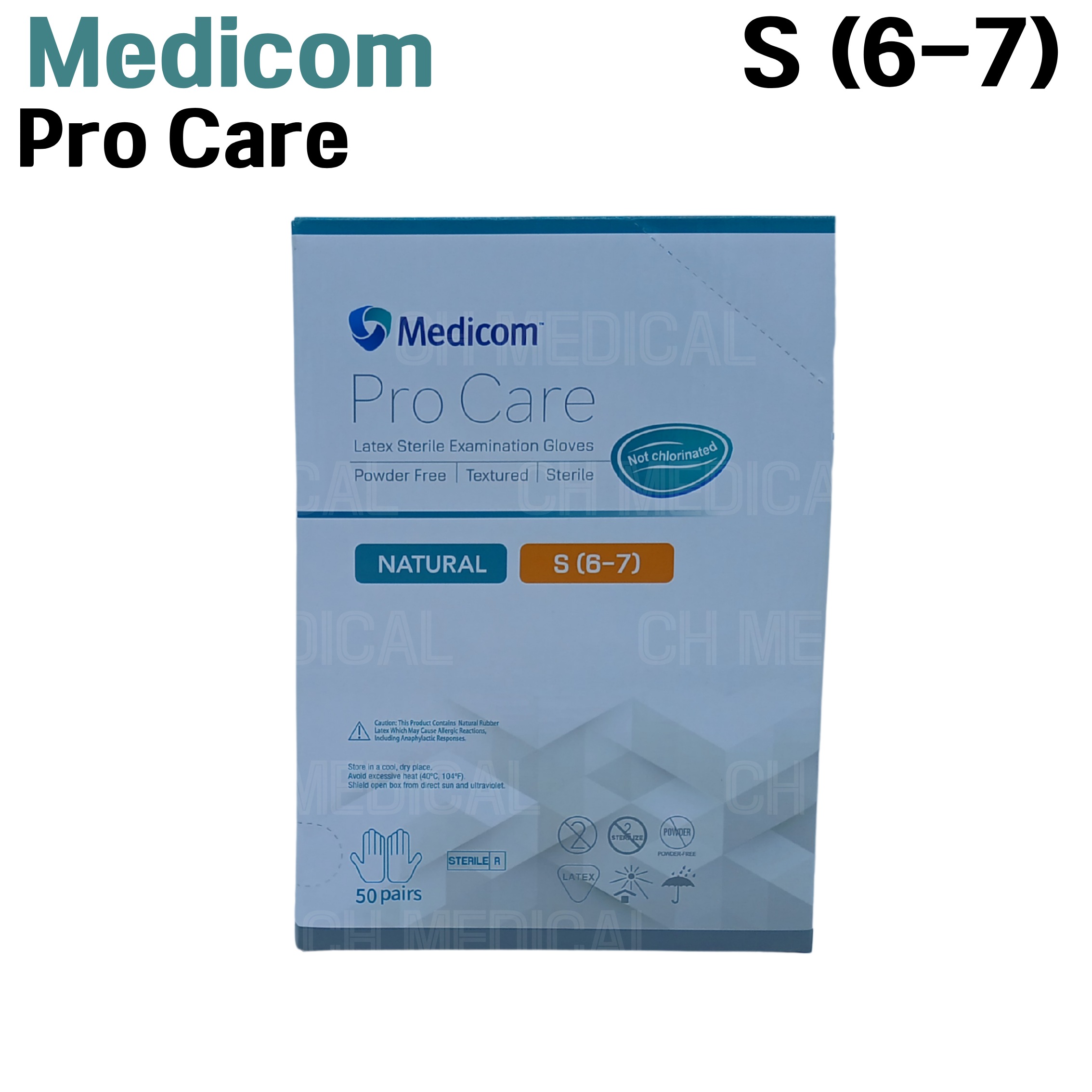 MEDICOM) Sterile Latex Glove (Procare) #Small (50pair)