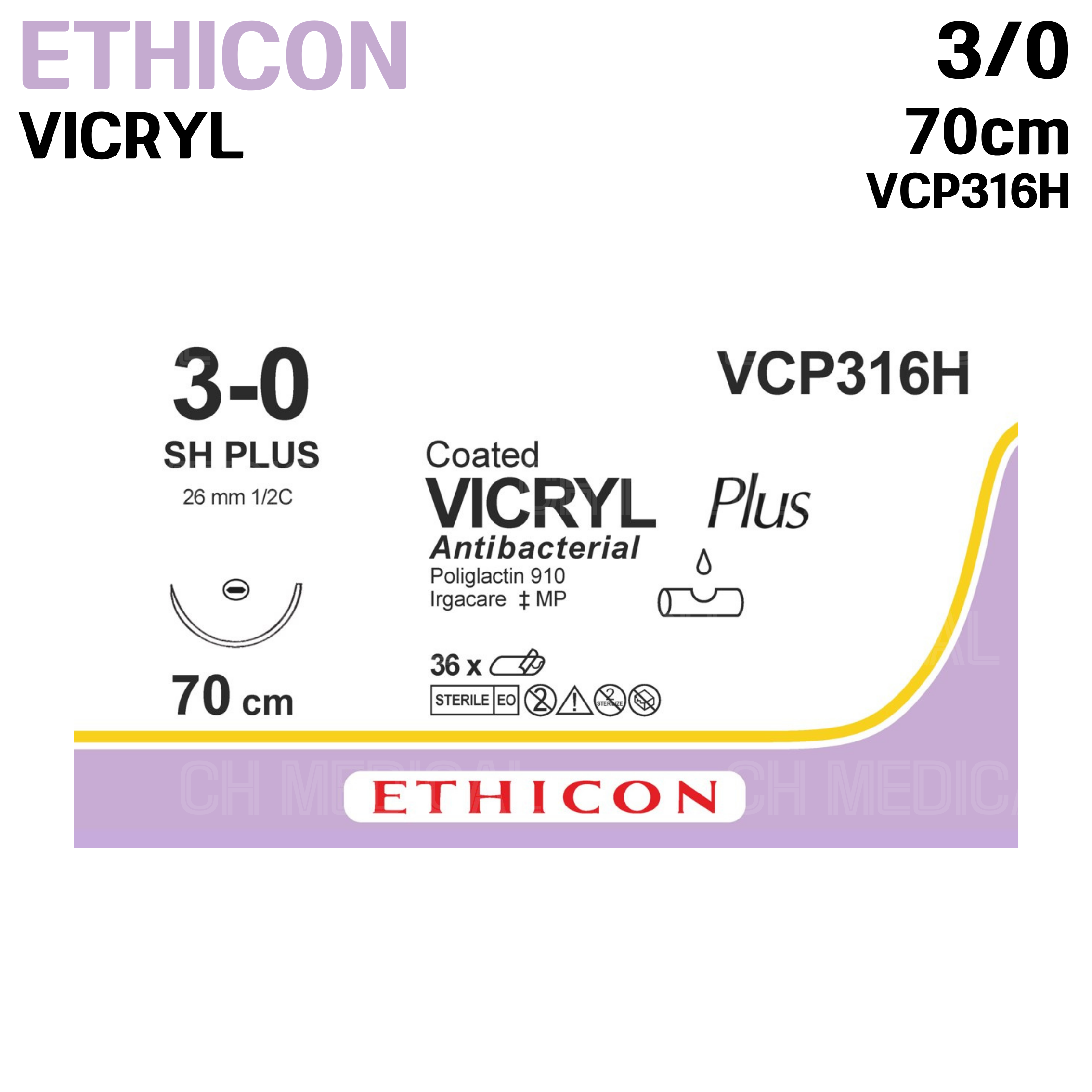 ETHICON) VICRYL 3/0 (26mm 1/2) 70cm #VCP316H (36unit)