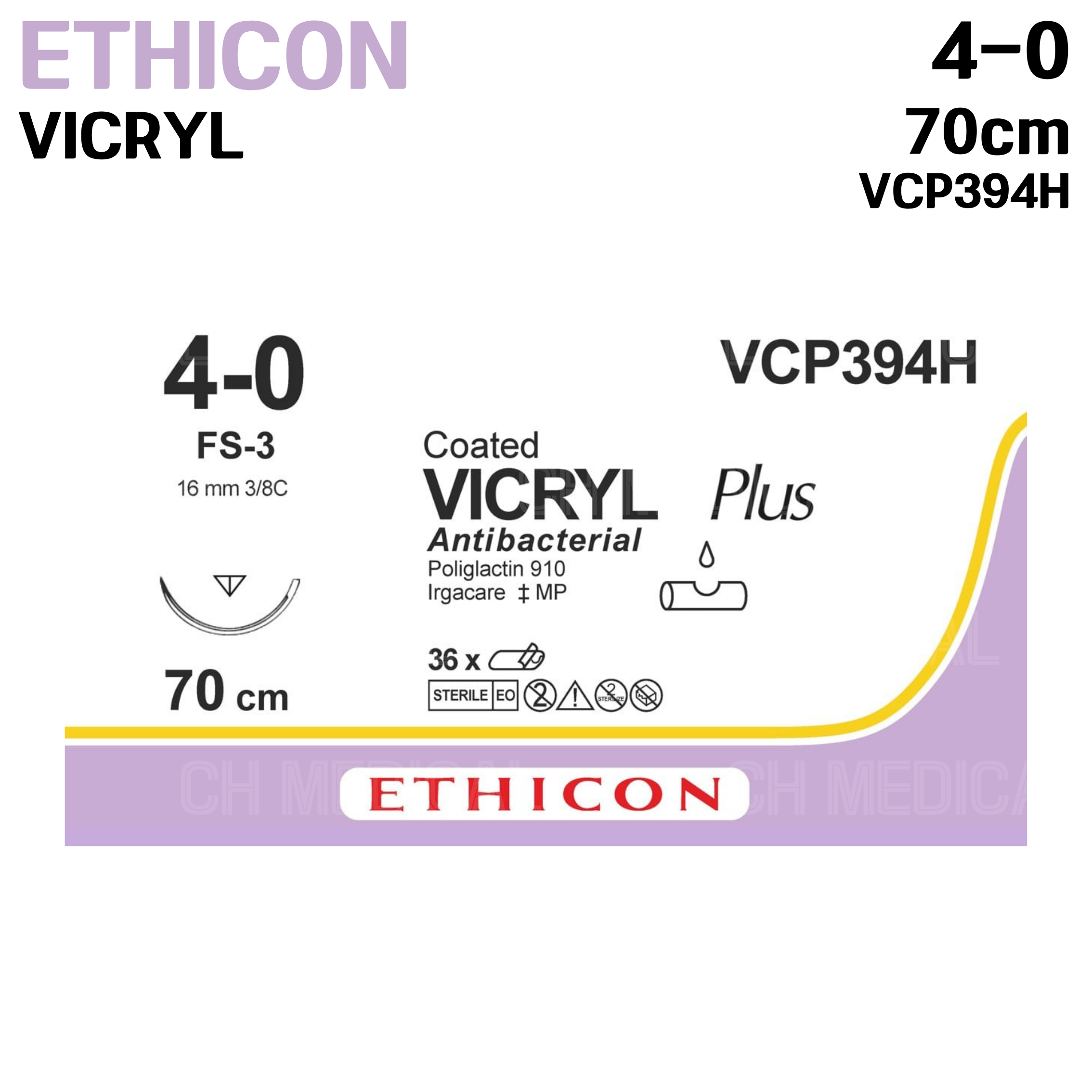 ETHICON) VICRYL 4/0 (16mm 3/8) 70cm #VCP394H (36unit)
